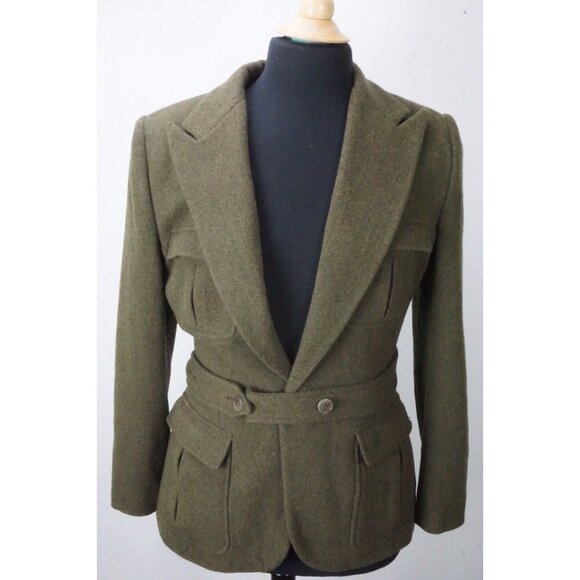 Ralph Lauren Purple Label Jackets & Blazers - Ralph Lauren Purple Label RLPL Green Tweed Norfolk Cashmere Blend Jacket 12 NEW